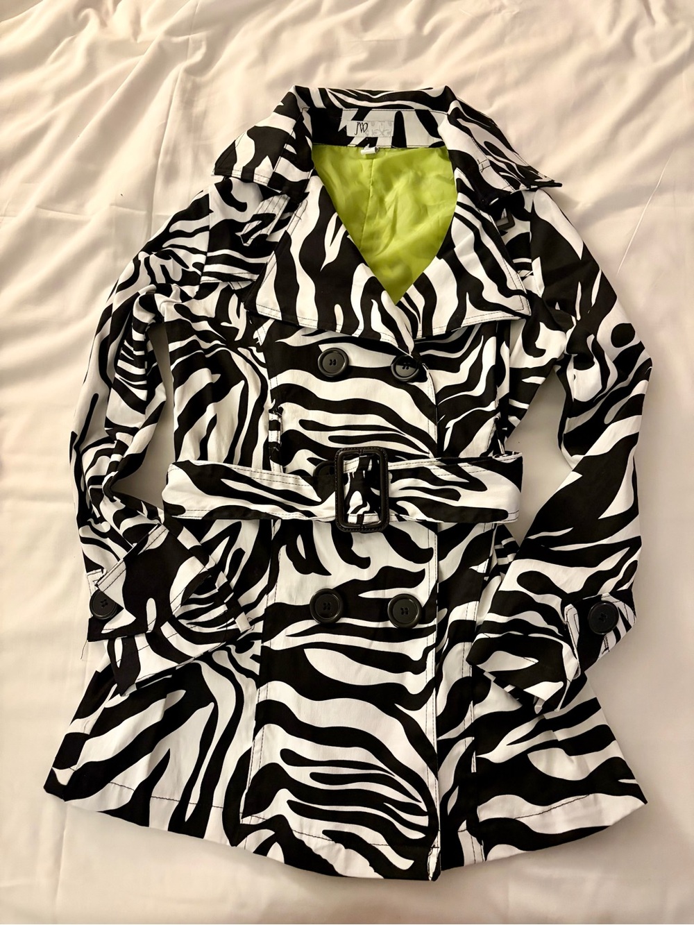 JW Zebra Print Belted Trench Coat Jacket M
